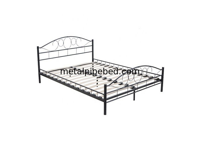 White / Black Wooden Slat 1.0mm Metal Double Bed